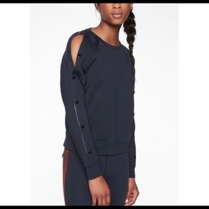 2/$20 Athleta Snap Sleeve Sweatshirt Top Size Small Black